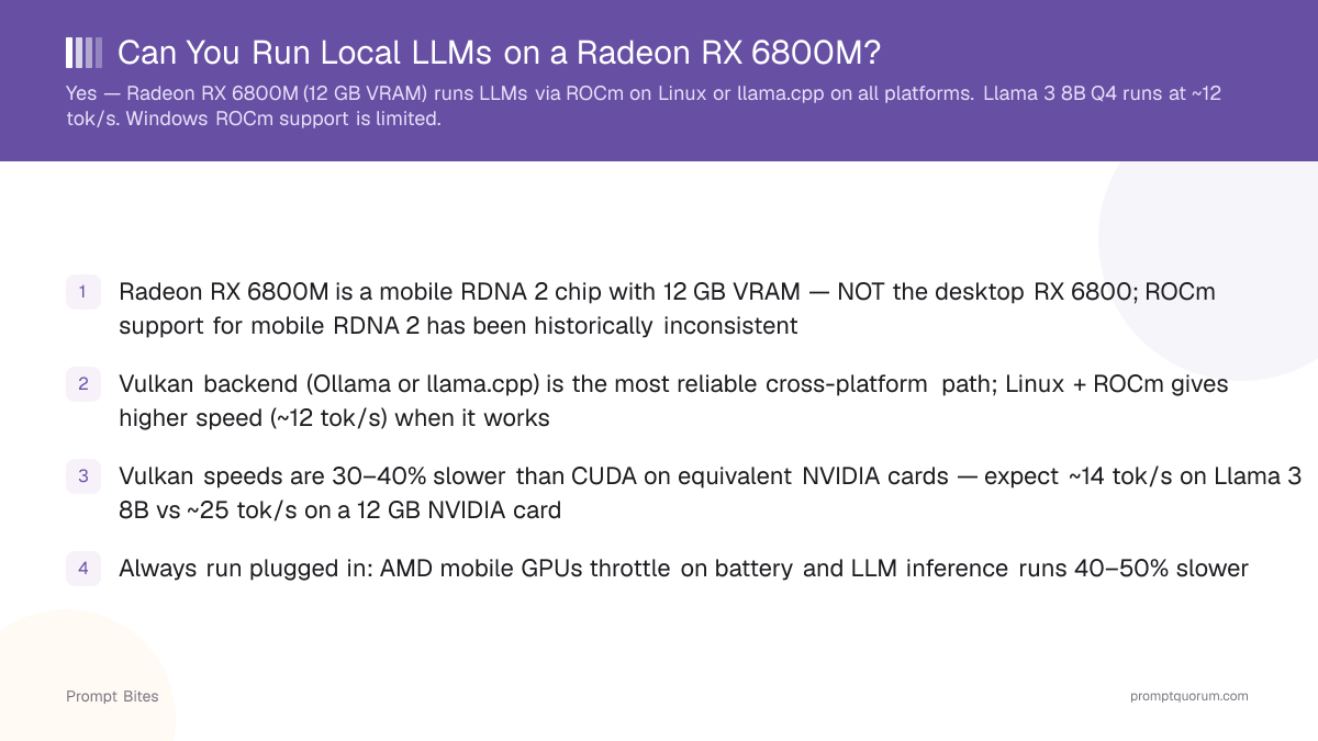 Can You Run Local LLMs on a Radeon RX 6800M?