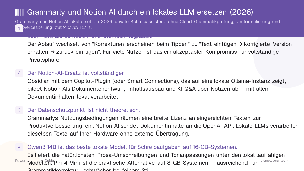 Grammarly und Notion AI durch ein lokales LLM ersetzen (2026)