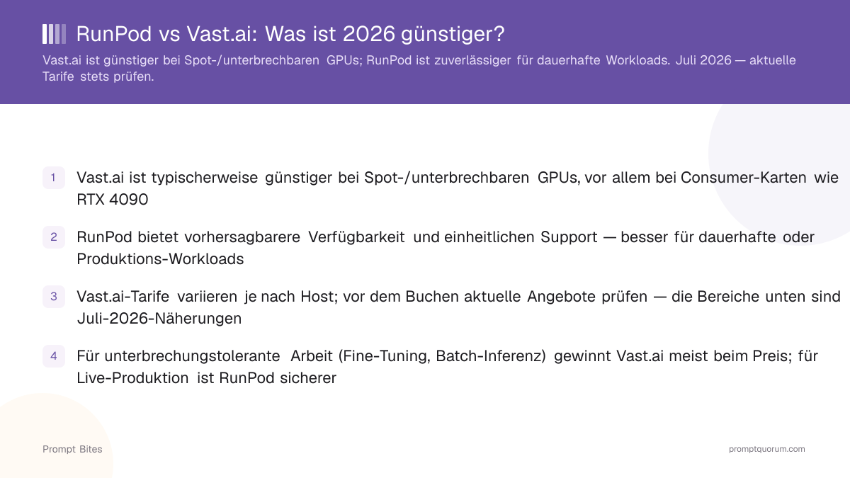 RunPod vs Vast.ai: Was ist 2026 günstiger?