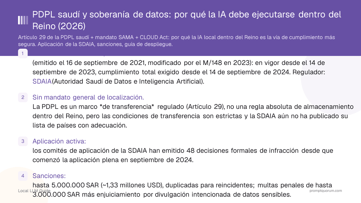PDPL saudí y soberanía de datos: por qué la IA debe ejecutarse dentro del Reino (2026)