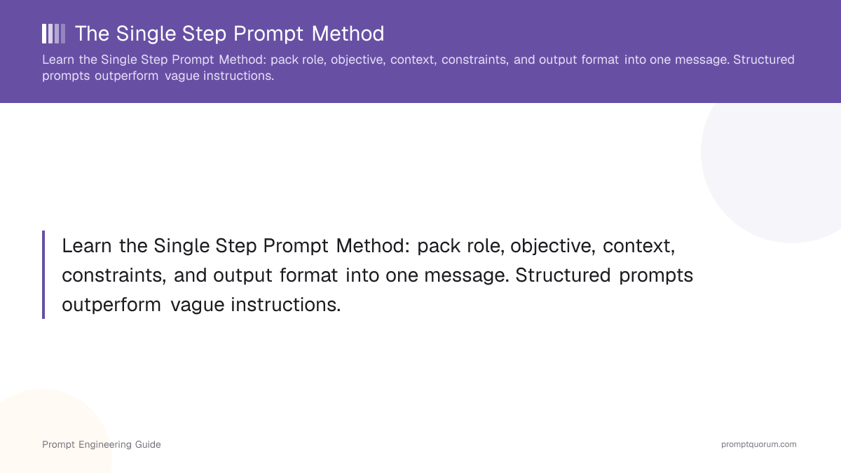 The Single Step Prompt Method