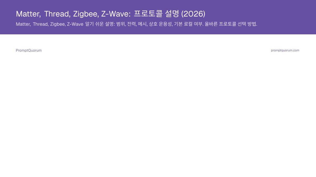 Matter, Thread, Zigbee, Z-Wave: 프로토콜 설명 (2026)