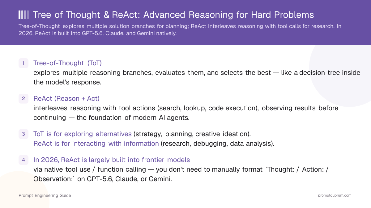 Tree of Thought & ReAct: Advanced Reasoning for Hard Problems