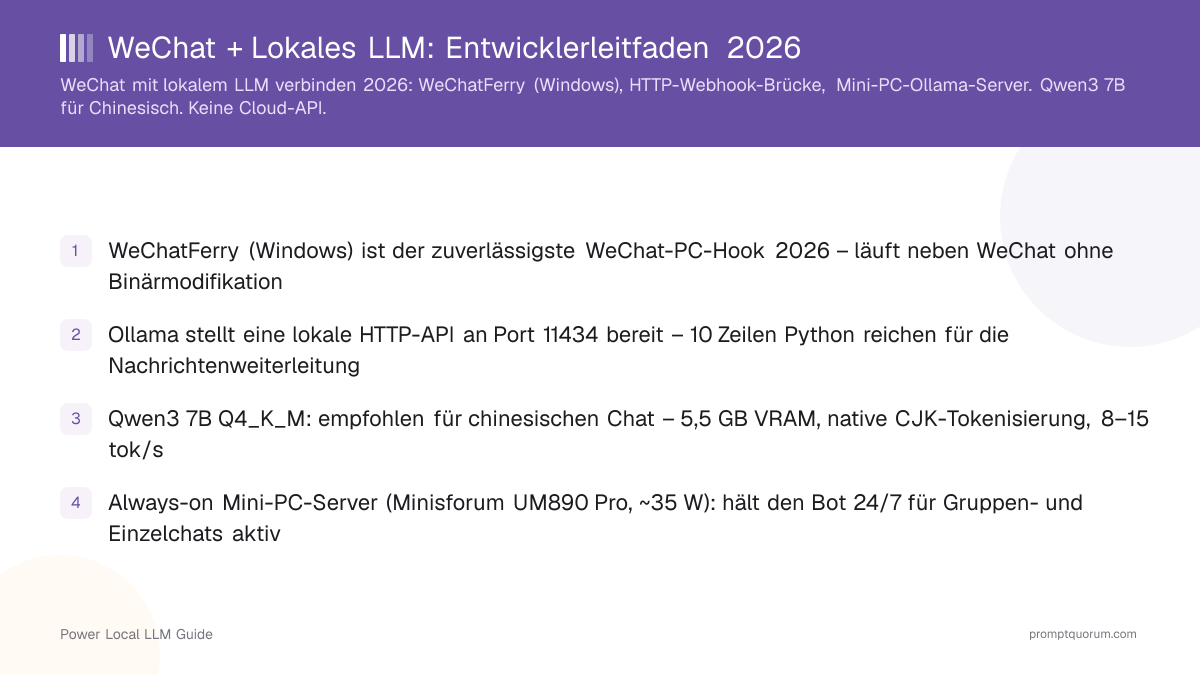 WeChat + Lokales LLM: Entwicklerleitfaden 2026
