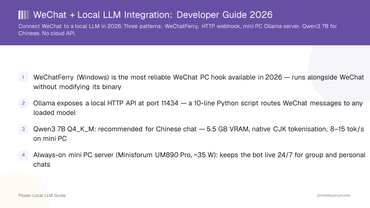 WeChat + Local LLM Integration: Developer Guide 2026