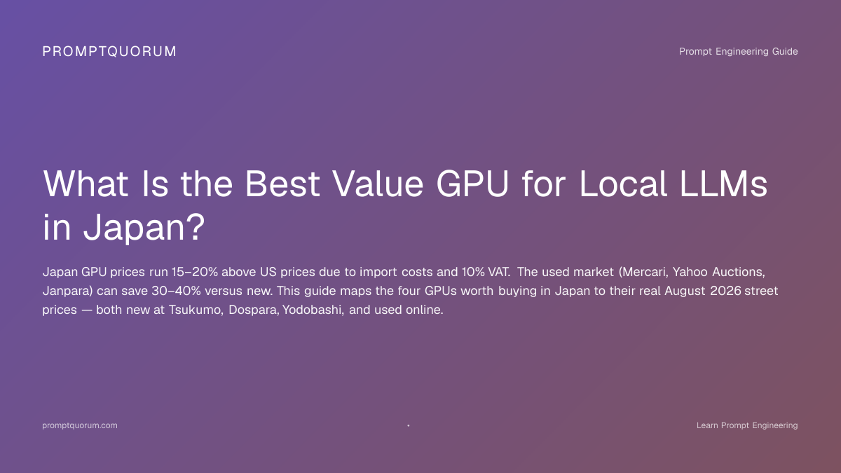 Best Value GPU for Local LLM Japan 2026: RTX 3060–3090