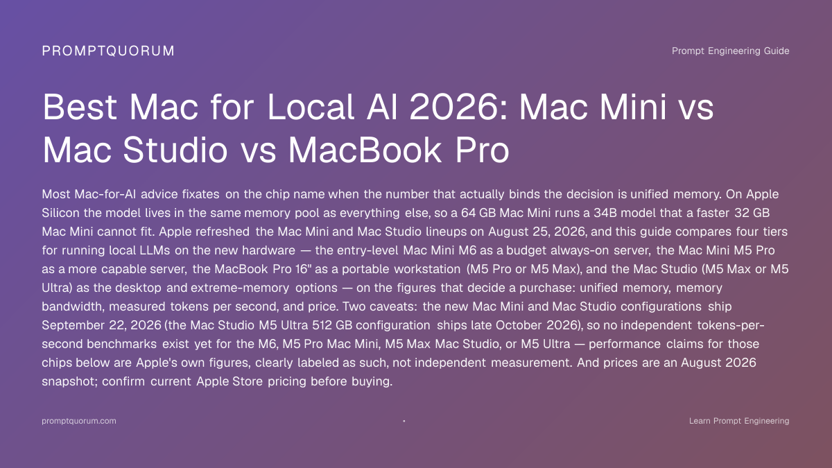 Best Mac for Local AI 2026: Mac Mini vs Studio vs MBP