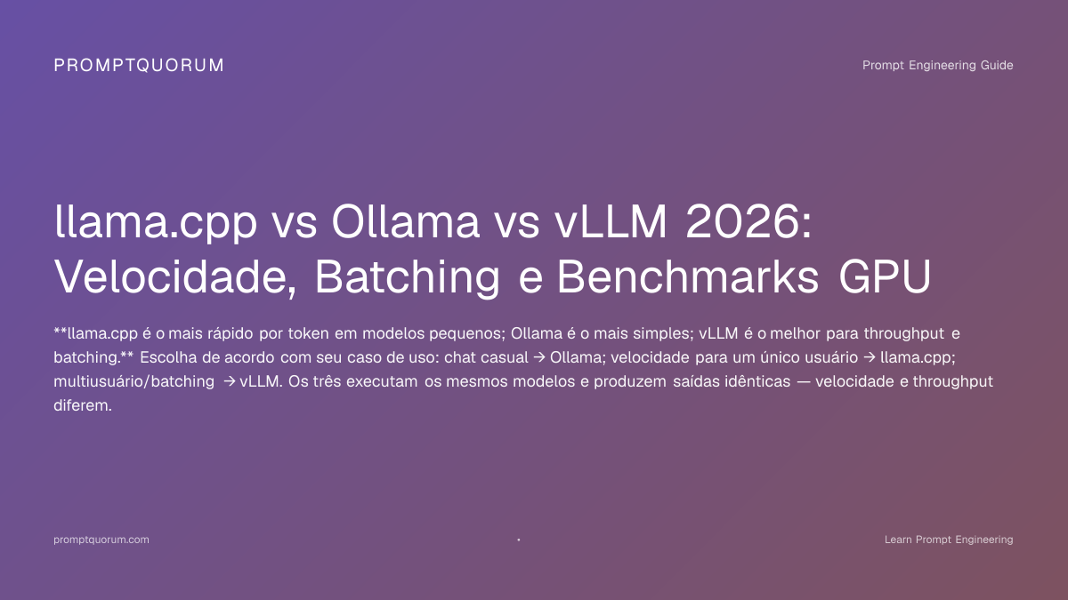 llama.cpp vs Ollama vs vLLM 2026: velocidade e benchmarks