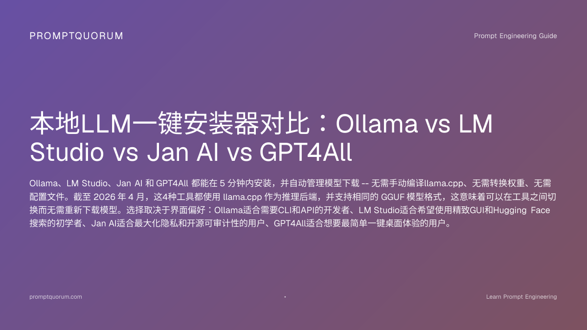 Ollama vs LM Studio vs GPT4All 2026 对比实测（含 Jan AI、llama.cpp）