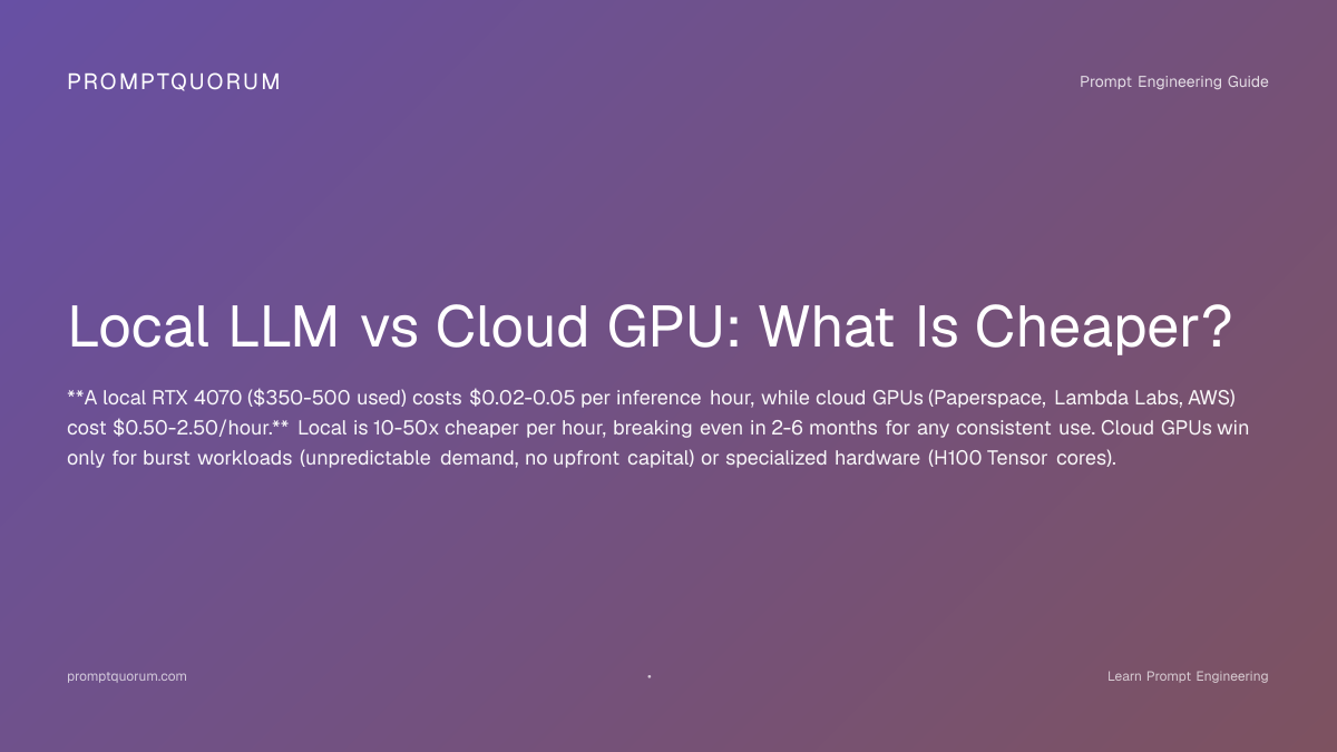 Local LLM vs Cloud GPU Cost: Paperspace, Lambda Labs, AWS Comparison 2026