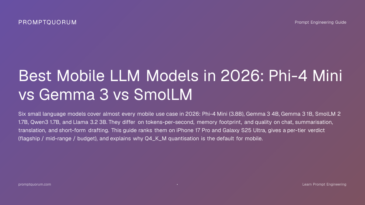 Best Mobile LLM 2026: Phi-4 Mini vs Gemma 3 vs SmolLM