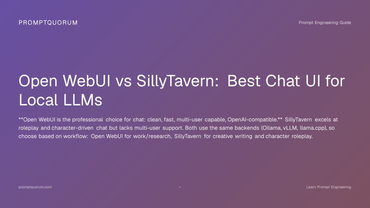 Open WebUI vs SillyTavern 2026: Team Chat vs Roleplay Frontend