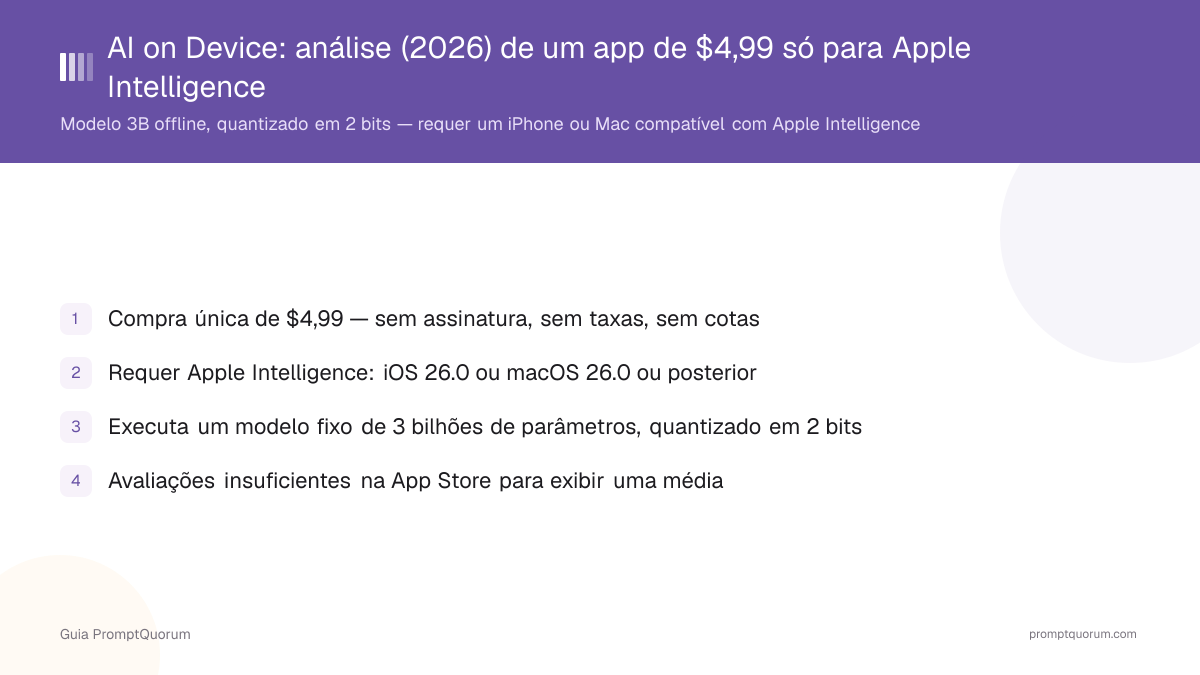 AI on Device: análise (2026) de um app de $4,99 só para Apple Intelligence