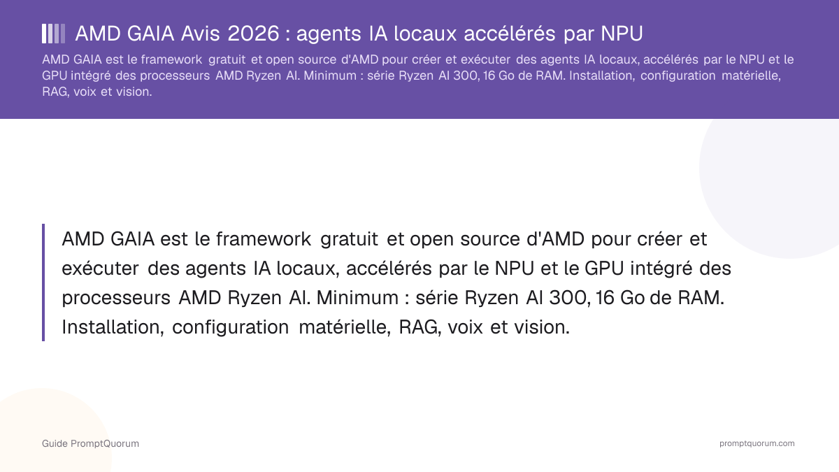 AMD GAIA Avis 2026 : agents IA locaux accélérés par NPU