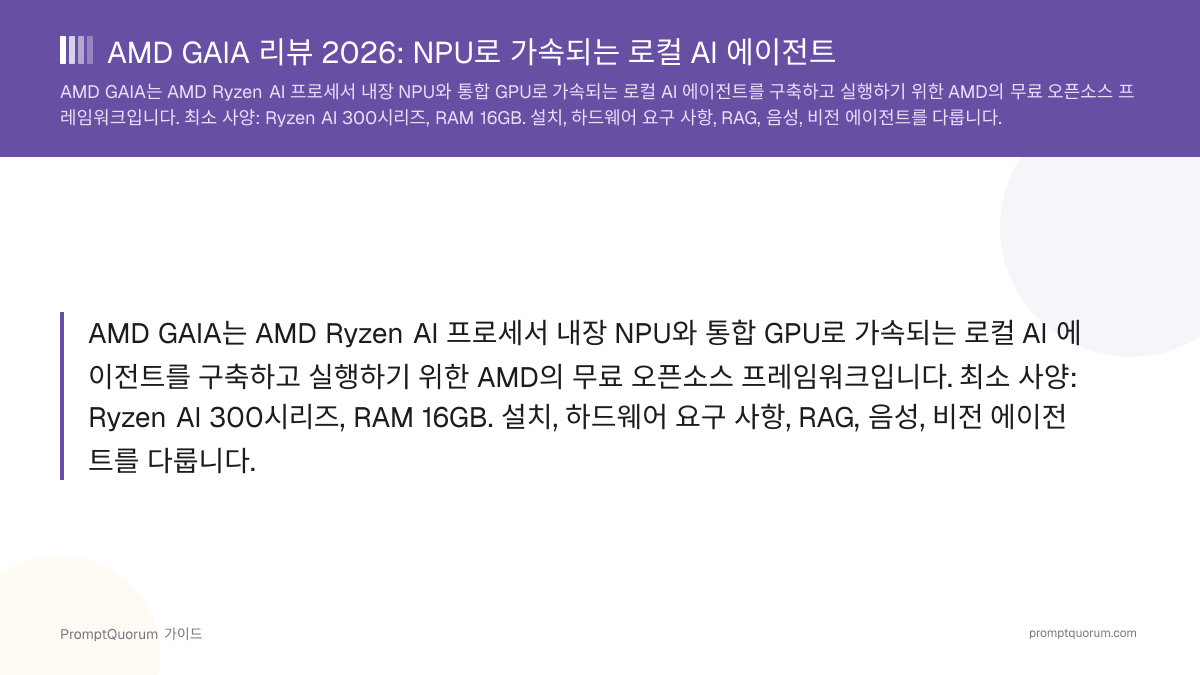 AMD GAIA 리뷰 2026: NPU로 가속되는 로컬 AI 에이전트