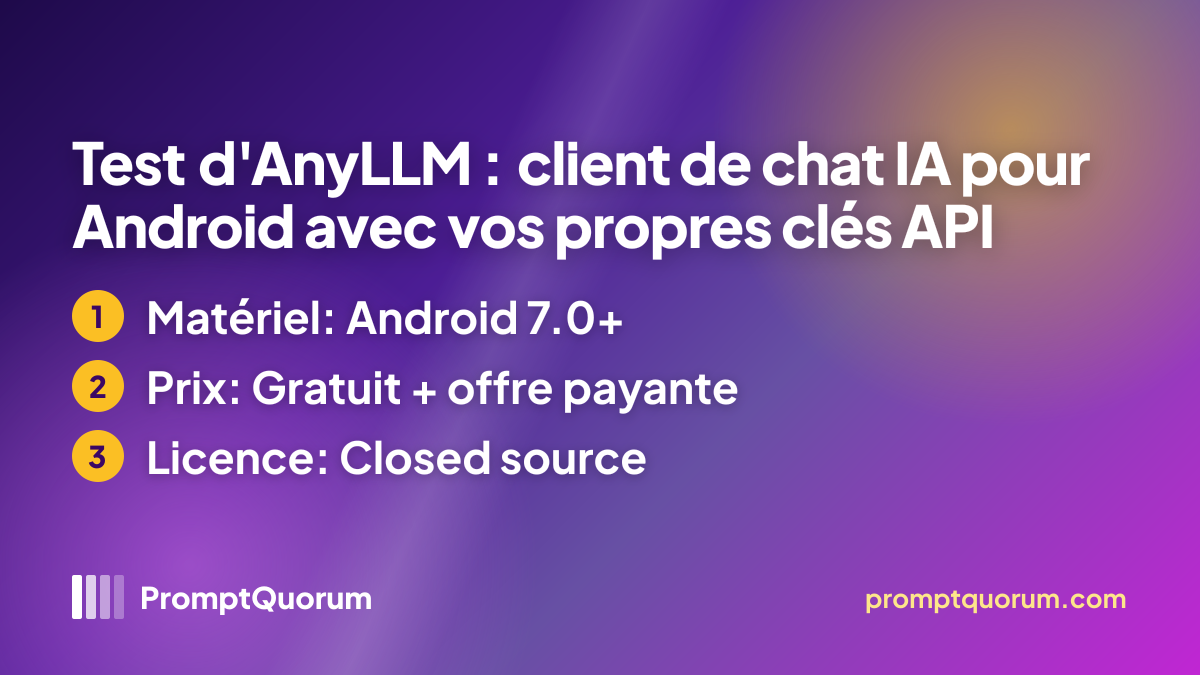 Test d'AnyLLM : client de chat IA pour Android avec vos propres clés API