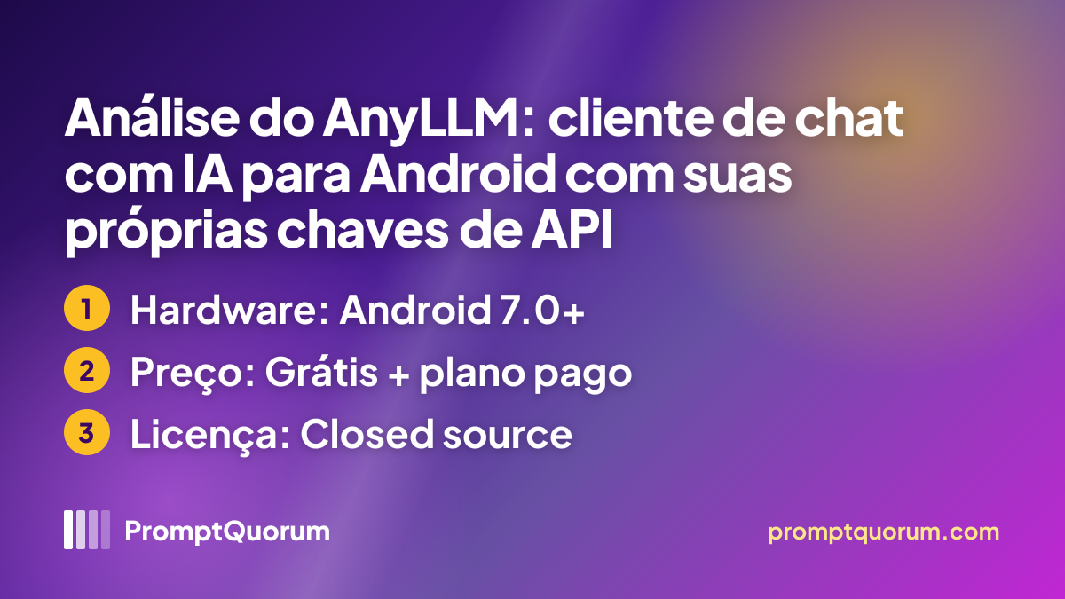 Análise do AnyLLM: cliente de chat com IA para Android com suas próprias chaves de API