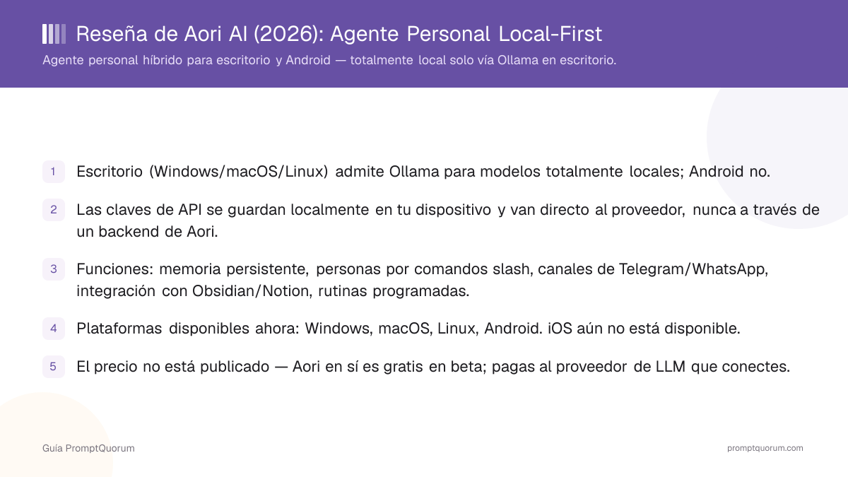 Reseña de Aori AI (2026): Agente Personal Local-First para Escritorio y Móvil