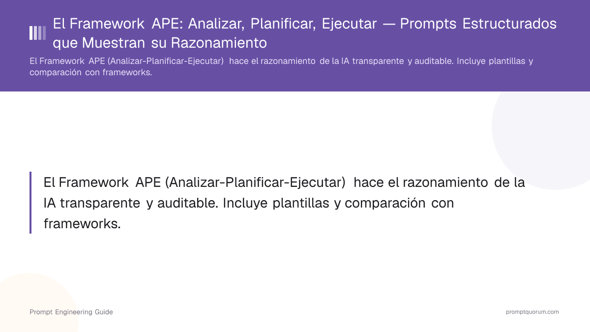 El Framework APE: Analizar, Planificar, Ejecutar — Prompts Estructurados que Muestran su Razonamiento