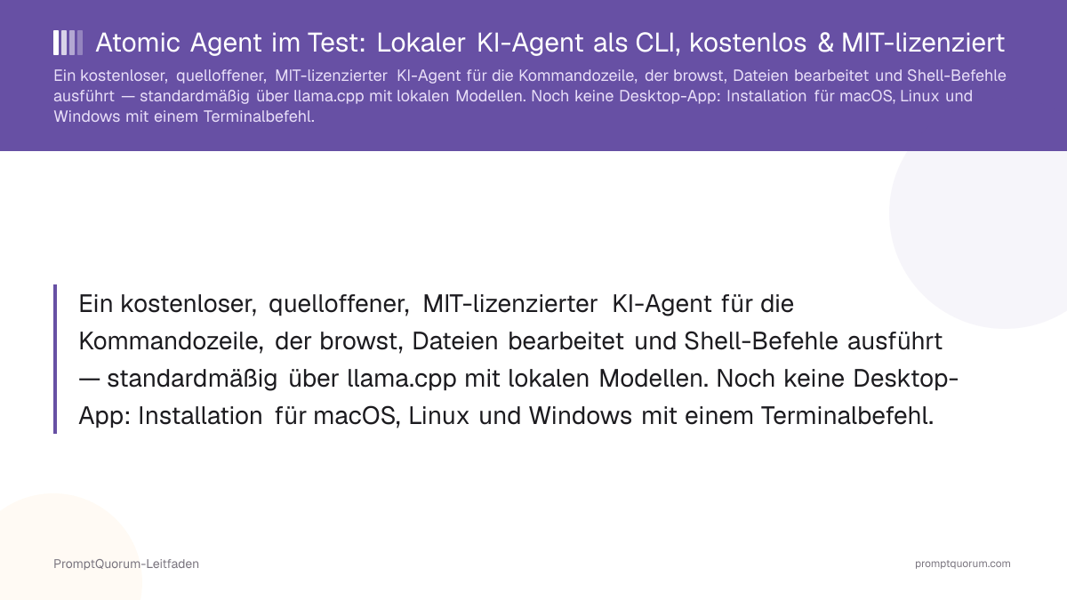 Atomic Agent im Test: Lokaler KI-Agent als CLI, kostenlos & MIT-lizenziert