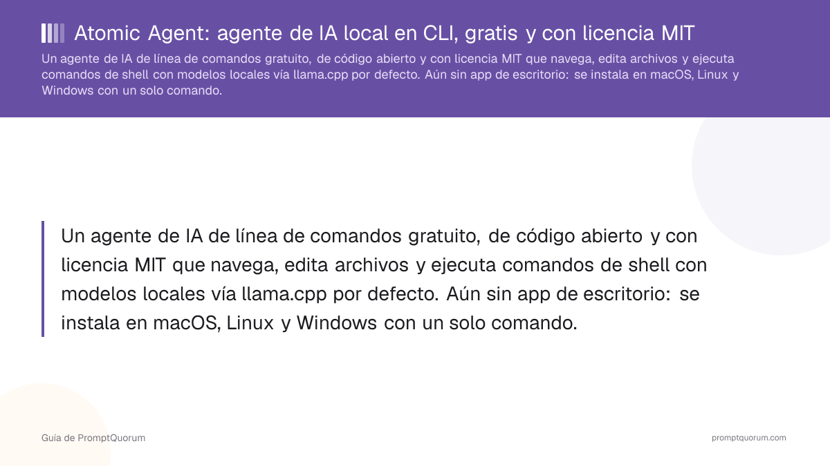 Atomic Agent: agente de IA local en CLI, gratis y con licencia MIT