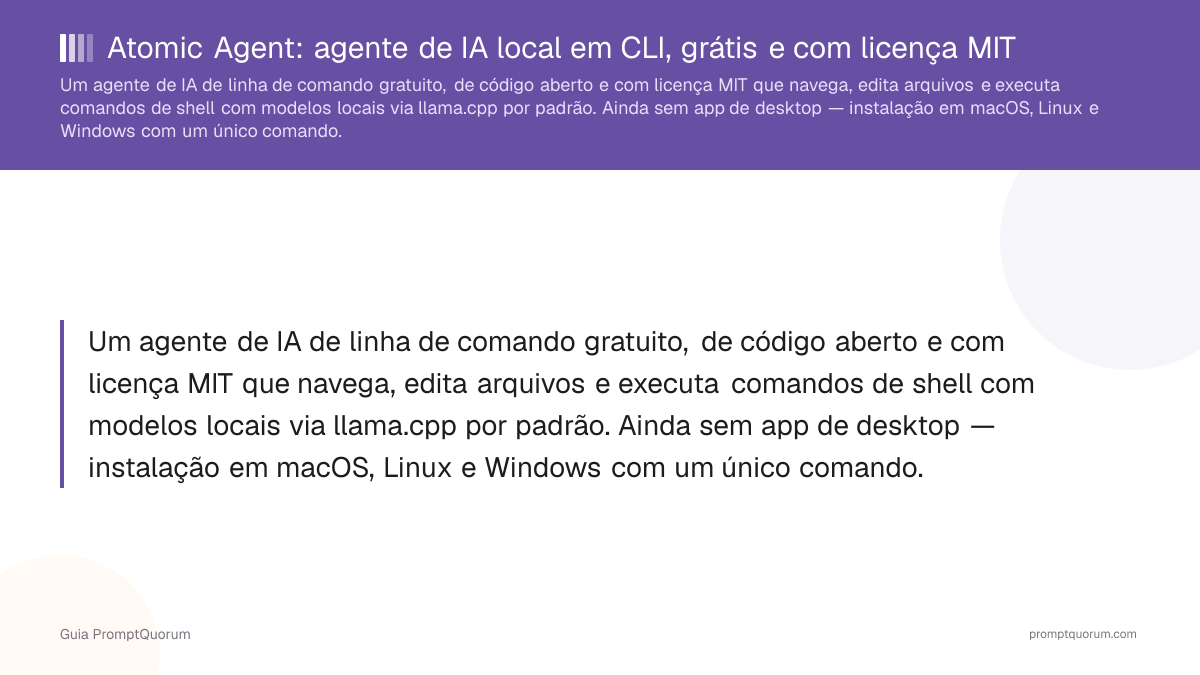 Atomic Agent: agente de IA local em CLI, grátis e com licença MIT