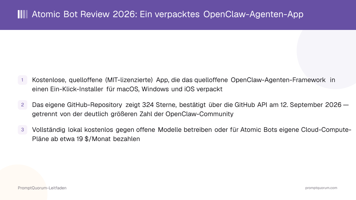 Atomic Bot Review 2026: Verpacktes OpenClaw-Agenten-App, lokal kostenlos oder bezahlt in der Cloud