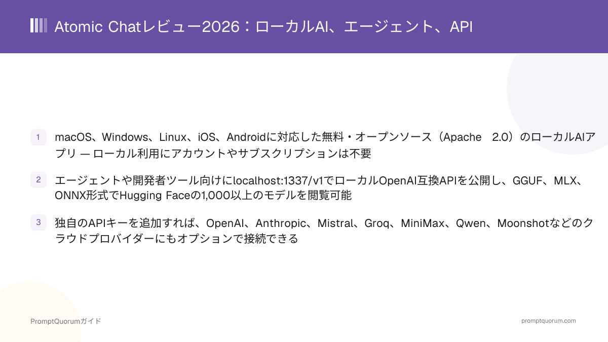 Atomic Chatレビュー2026:ローカルAI、エージェント、API