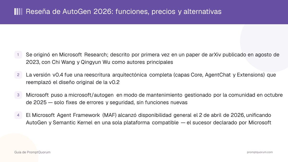 Reseña de AutoGen 2026: modo mantenimiento y fork AG2