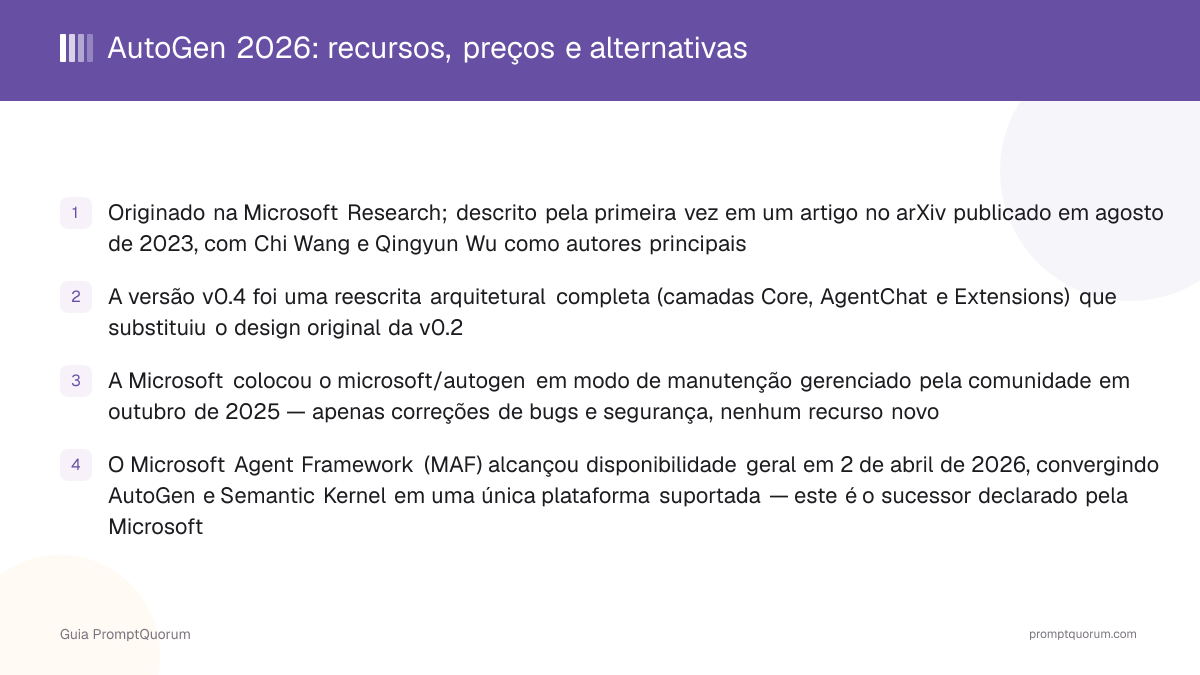 AutoGen 2026: modo de manutenção e fork AG2