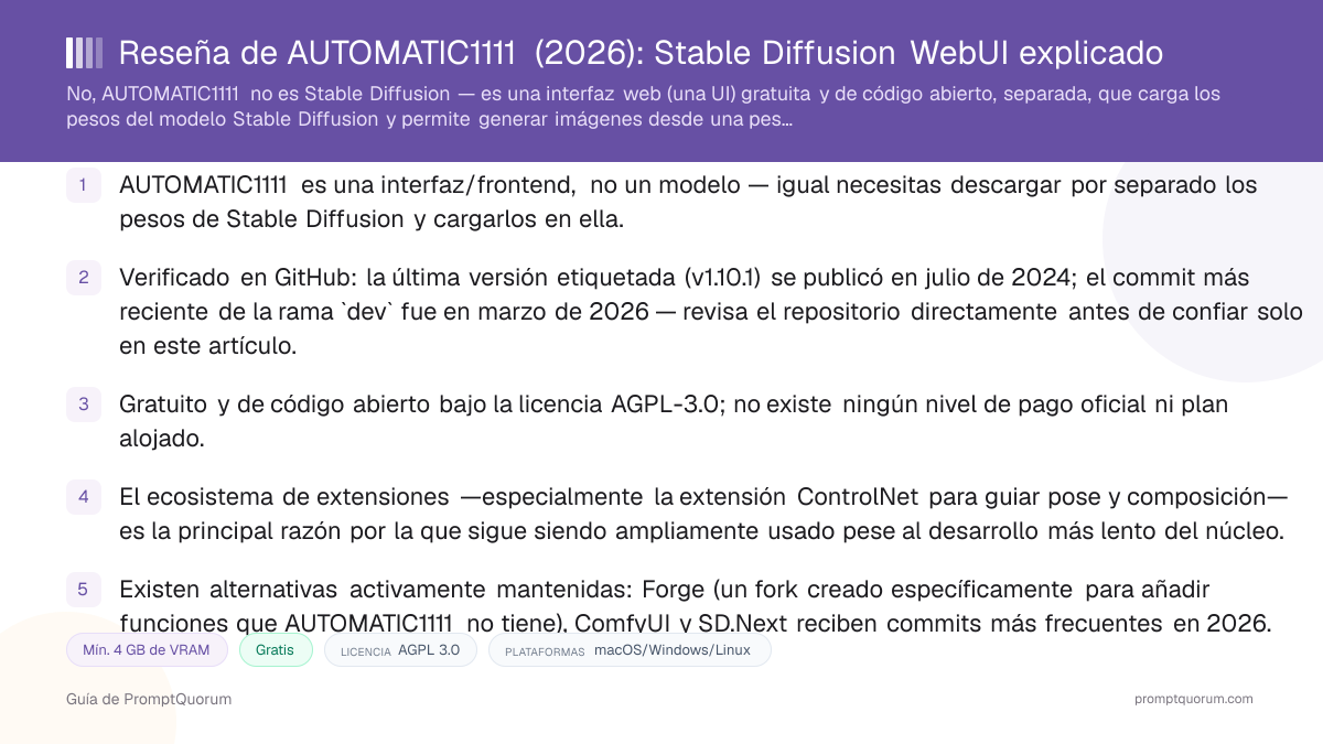 Reseña de AUTOMATIC1111: Stable Diffusion WebUI explicado