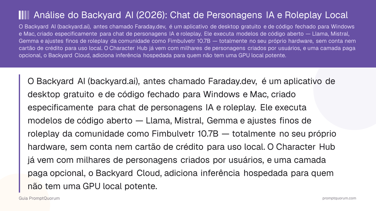 Análise do Backyard AI (2026): Chat de Personagens IA e Roleplay Local