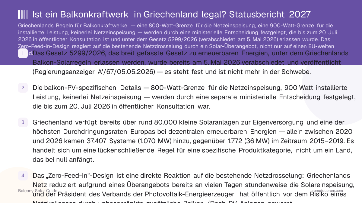 Ist ein Balkonkraftwerk in Griechenland legal? Statusbericht 2027