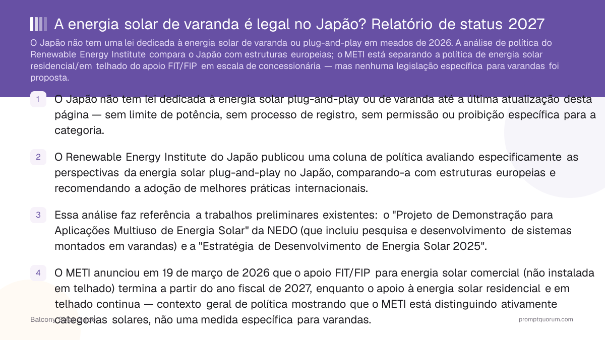 A energia solar de varanda é legal no Japão? Relatório de status 2027