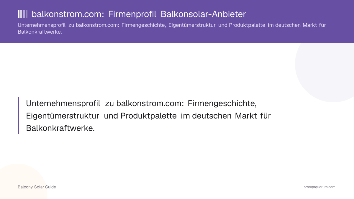 balkonstrom.com: Firmenprofil Balkonsolar-Anbieter