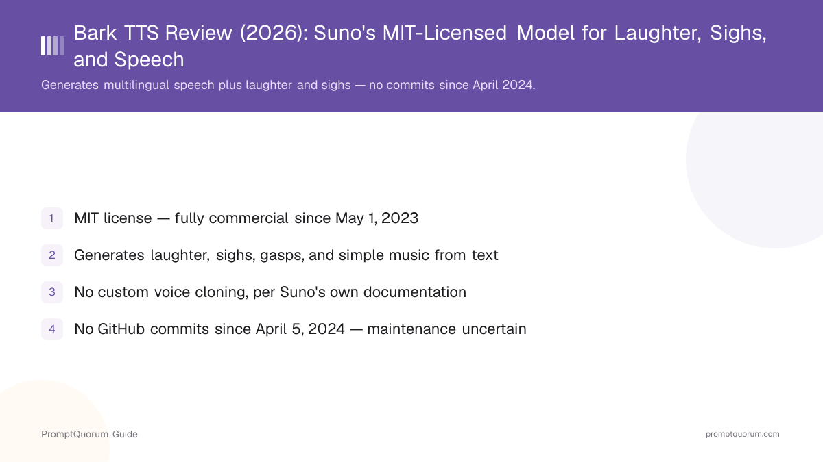 Bark TTS Review (2026): Suno's MIT-Licensed Model for Laughter, Sighs, and Speech