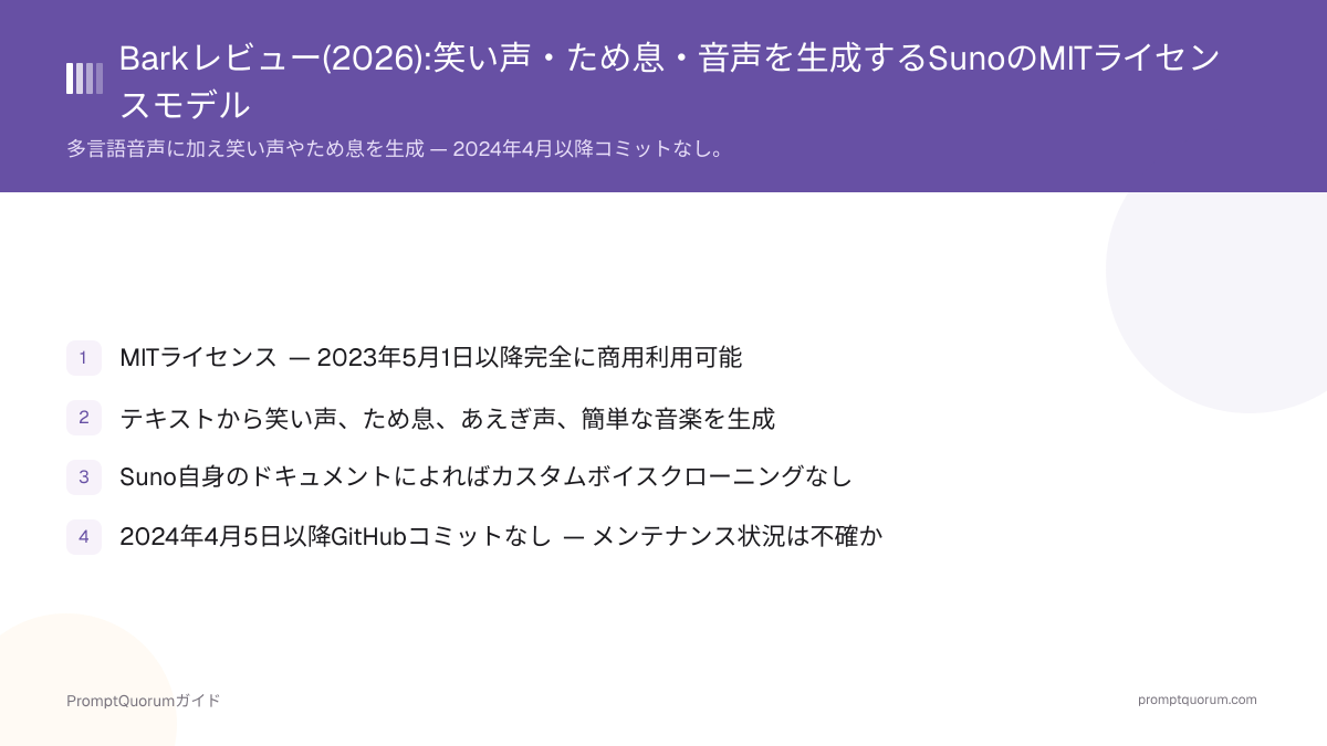 Barkレビュー(2026):笑い声・ため息・音声を生成するSunoのMITライセンスモデル