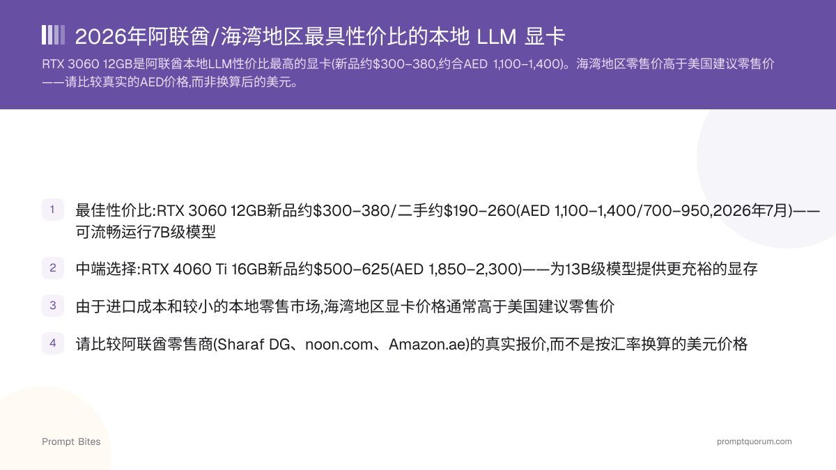 2026年阿联酋/海湾地区最具性价比的本地 LLM 显卡