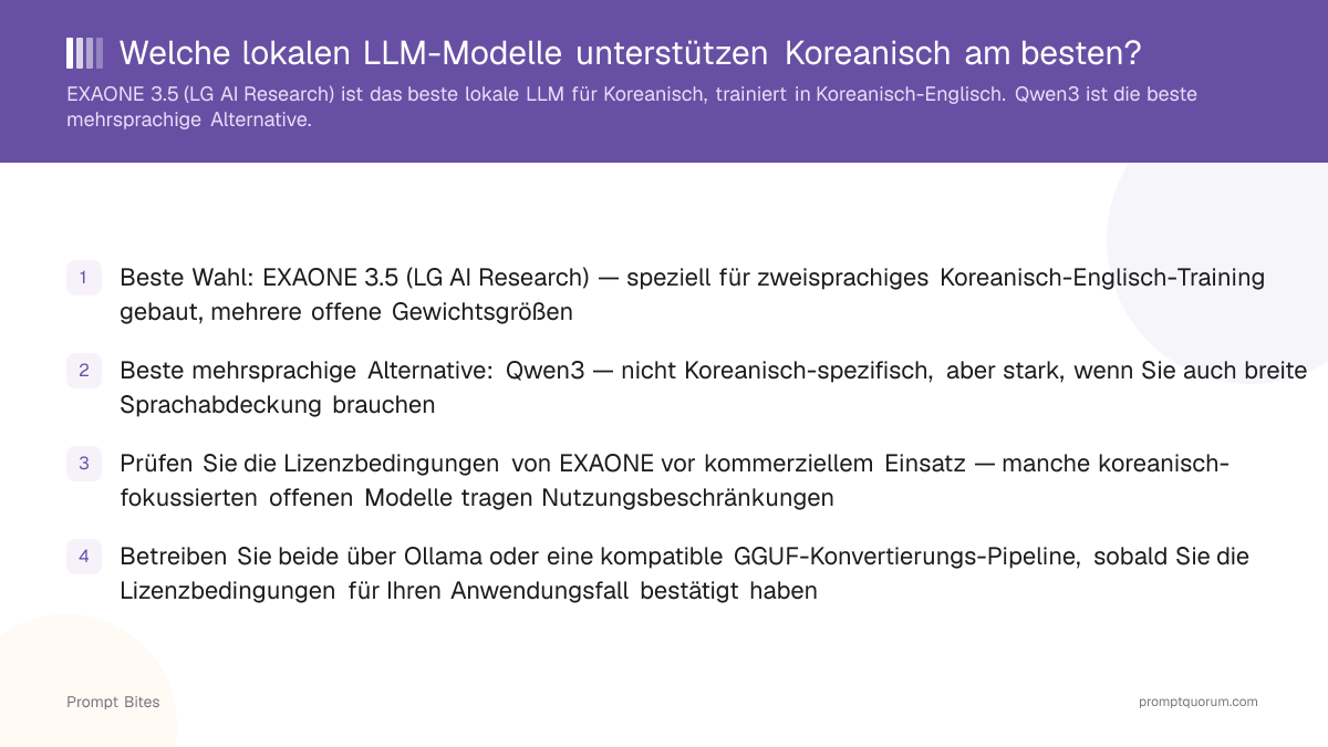 Welche lokalen LLM-Modelle unterstützen Koreanisch am besten?
