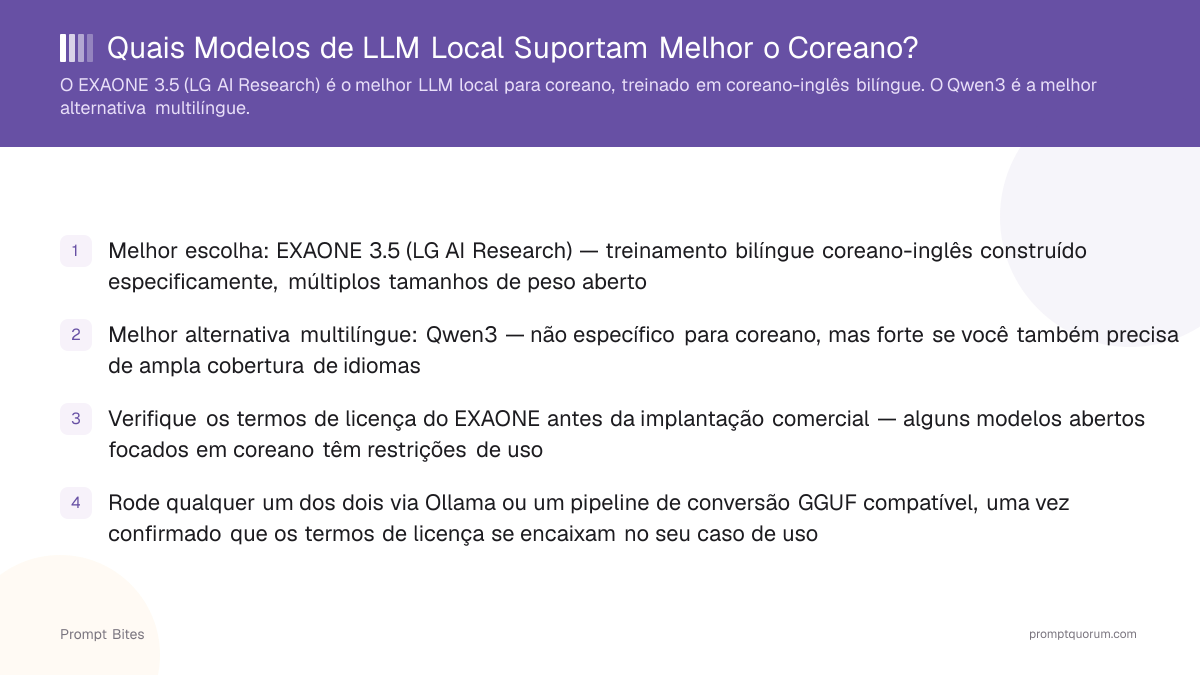 Quais Modelos de LLM Local Suportam Melhor o Coreano?