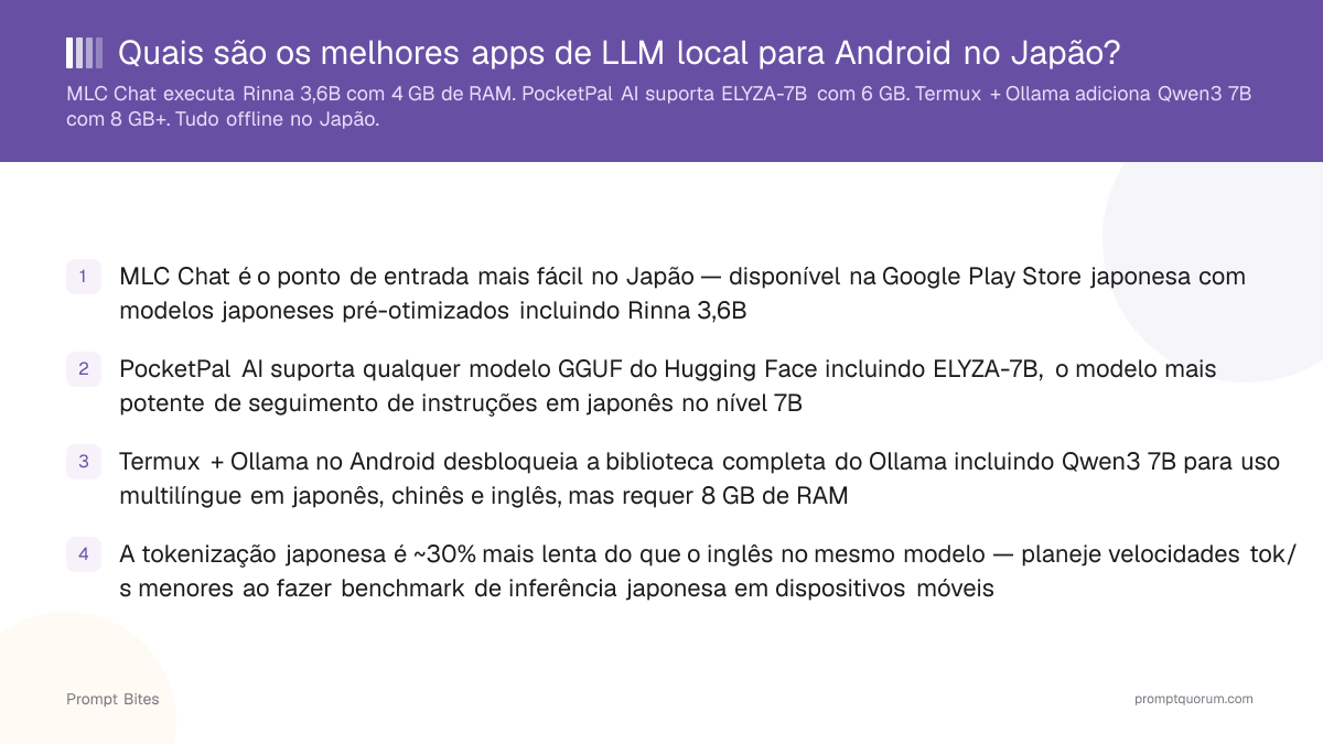 Quais são os melhores apps de LLM local para Android no Japão?