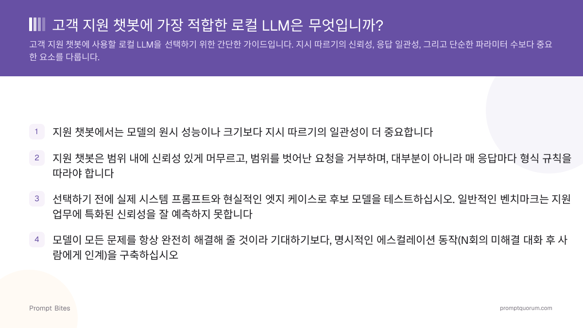 고객 지원 챗봇에 가장 적합한 로컬 LLM은 무엇입니까?