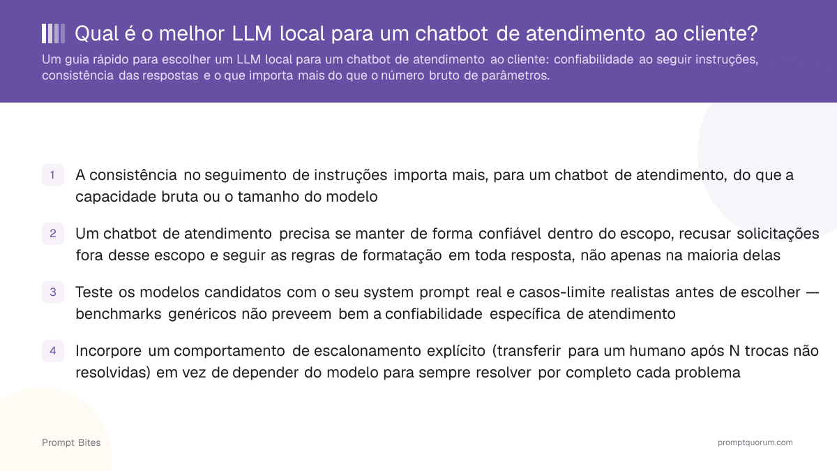 Qual é o melhor LLM local para um chatbot de atendimento ao cliente?