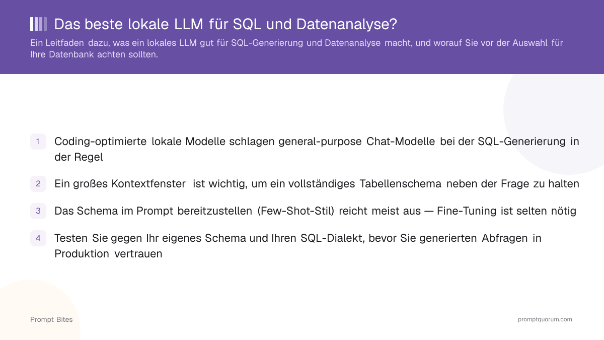 Das beste lokale LLM für SQL und Datenanalyse?
