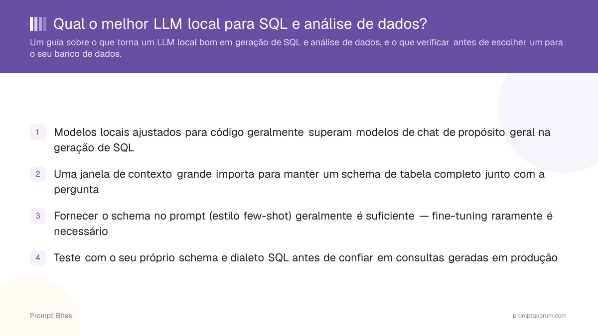 Qual o melhor LLM local para SQL e análise de dados?