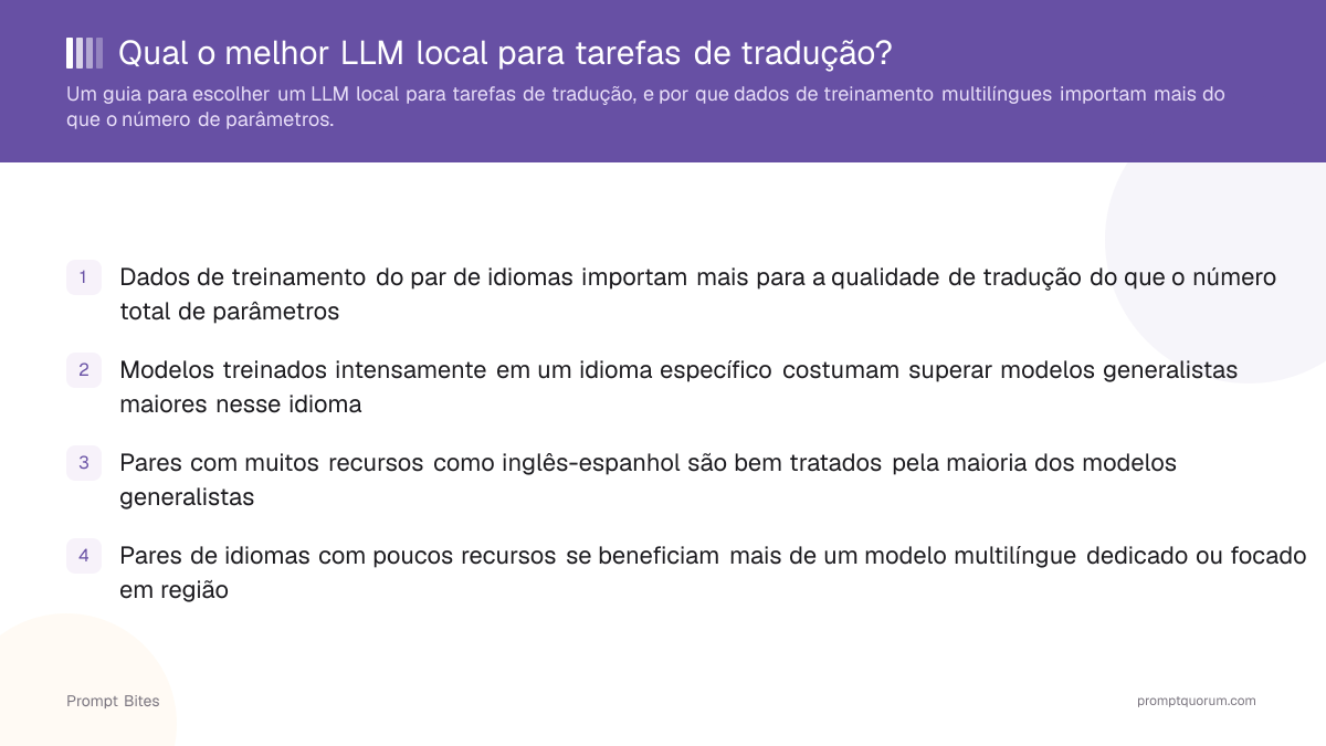Qual o melhor LLM local para tarefas de tradução?