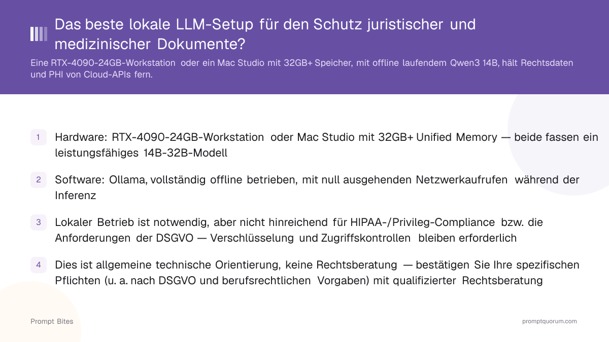 Das beste lokale LLM-Setup für den Schutz juristischer und medizinischer Dokumente?
