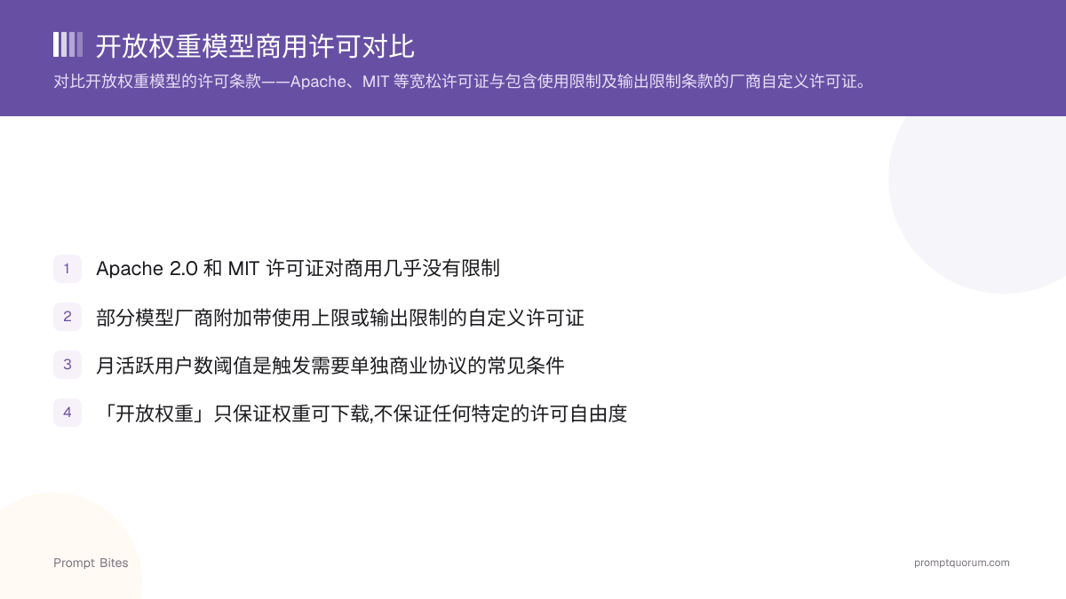 开放权重模型商用许可对比
