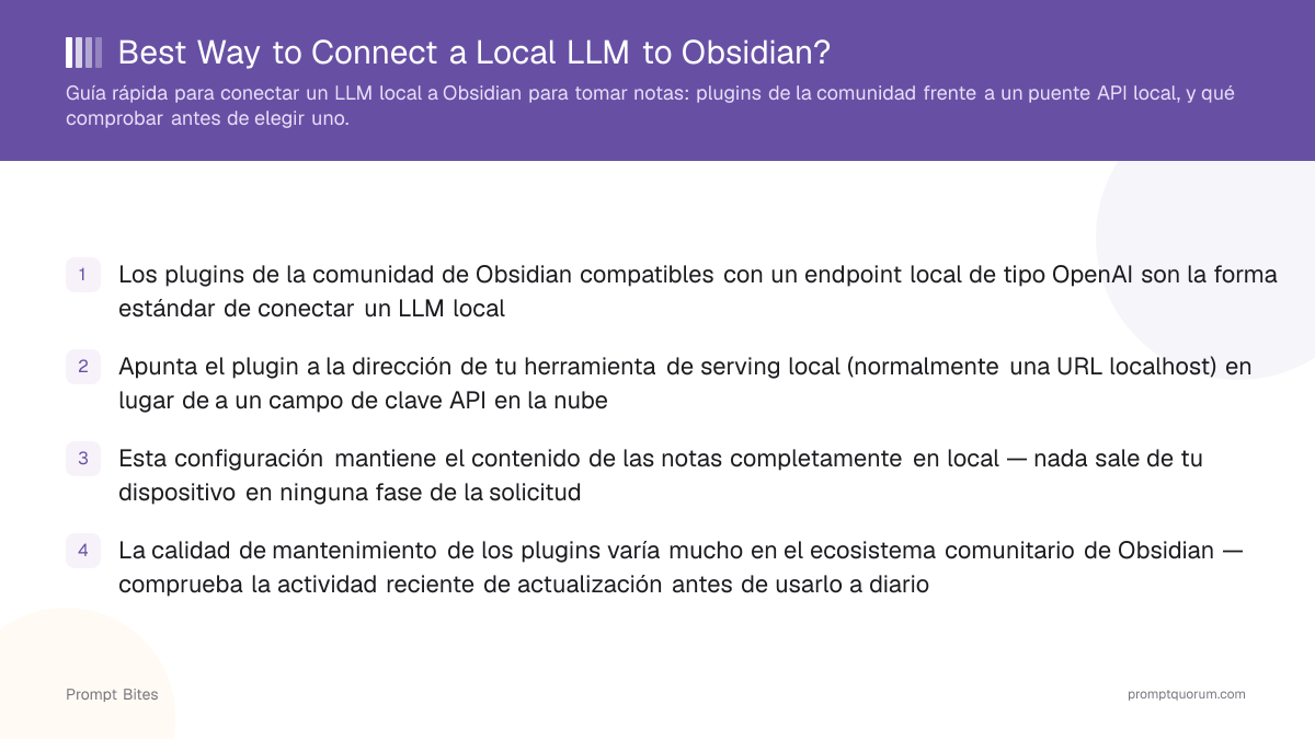Mejor integración de LLM local + Obsidian en 2026