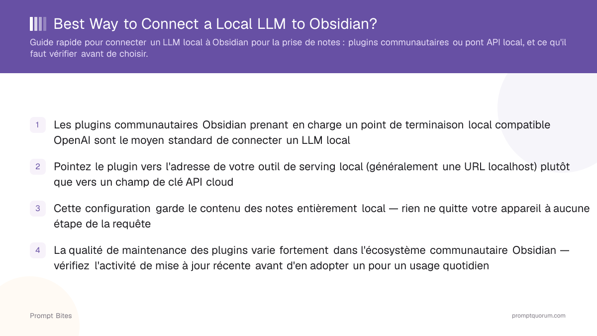 Meilleure intégration LLM local + Obsidian en 2026
